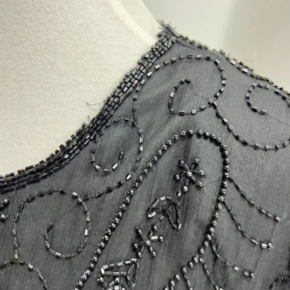 Laurence Kazar Jacket 3X silk beaded 1980's Paris New York black women's Vintage - Picture 12 of 12